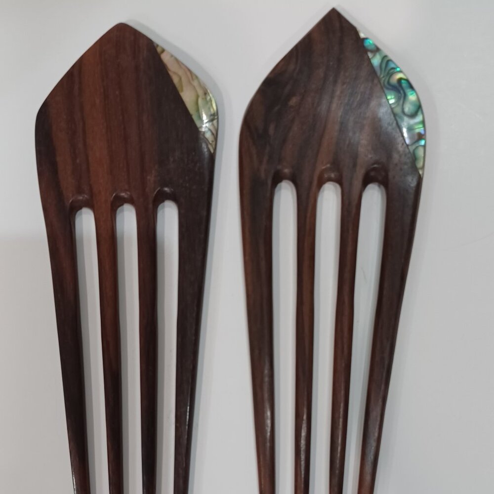 Wood Carved Hair Pins